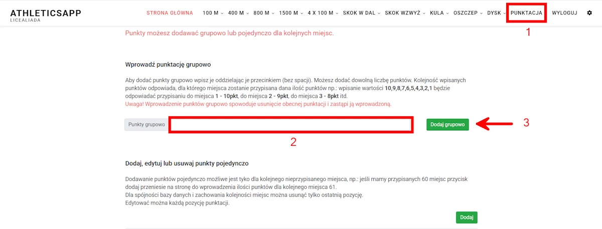 Konfiguracja punktacji grupowo